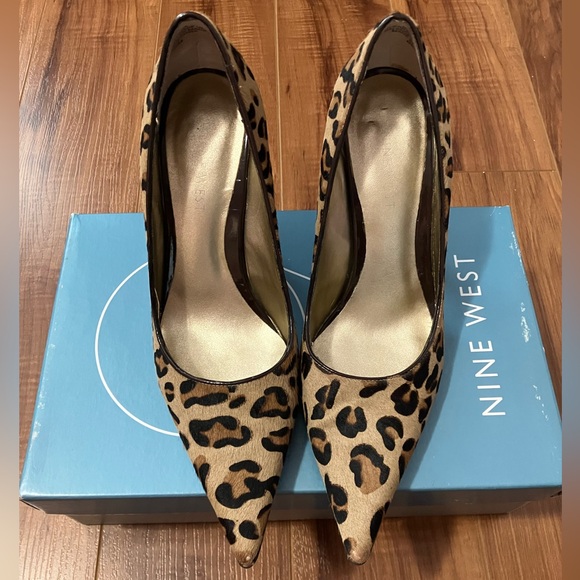 Nine West| Freda Leopard Print Fur Genuine Leather Heels - Picture 2 of 12